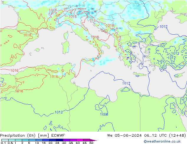 Z500/Rain (+SLP)/Z850 ECMWF We 05.06.2024 12 UTC