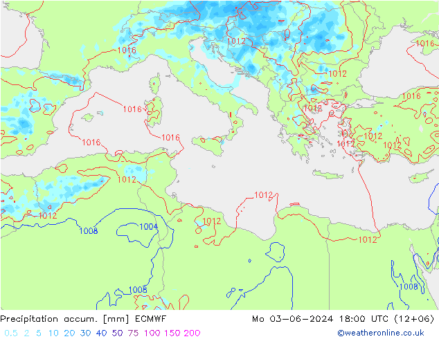 Nied. akkumuliert ECMWF Mo 03.06.2024 18 UTC