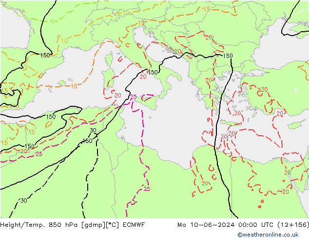 Z500/Rain (+SLP)/Z850 ECMWF Mo 10.06.2024 00 UTC