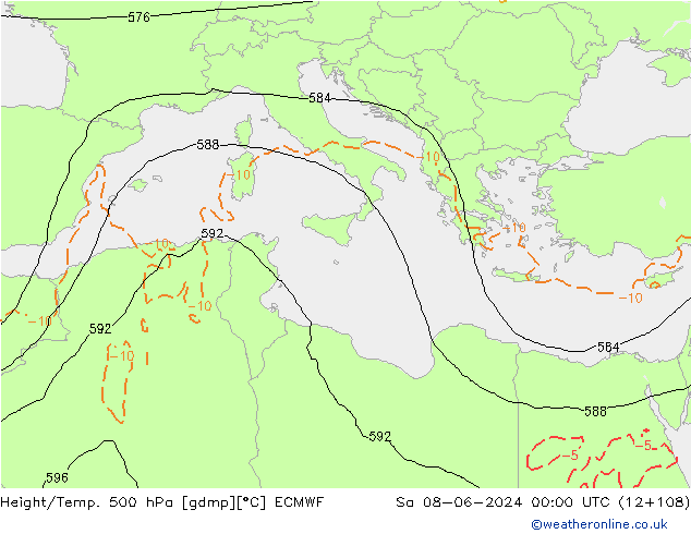 Z500/Rain (+SLP)/Z850 ECMWF ��� 08.06.2024 00 UTC