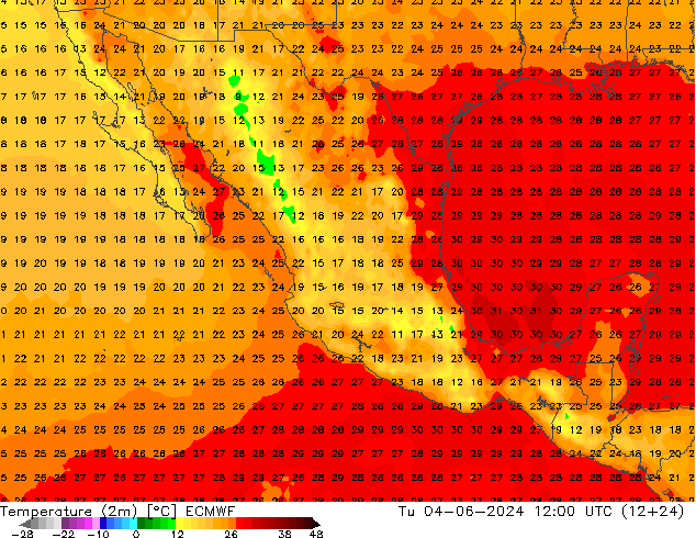 Temperatura (2m) ECMWF mar 04.06.2024 12 UTC