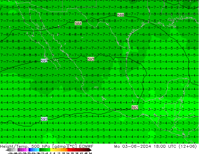 Hoogte/Temp. 500 hPa ECMWF ma 03.06.2024 18 UTC