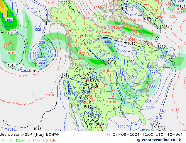 Polarjet/Bodendruck ECMWF Fr 07.06.2024 12 UTC