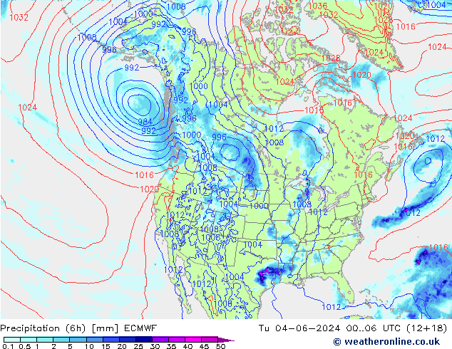 Z500/Rain (+SLP)/Z850 ECMWF вт 04.06.2024 06 UTC