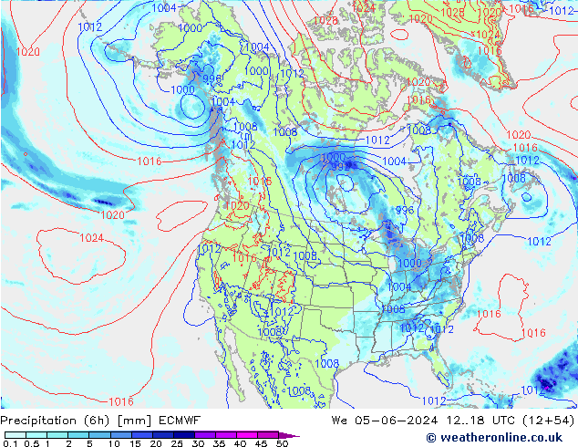 Precipitação (6h) ECMWF Qua 05.06.2024 18 UTC