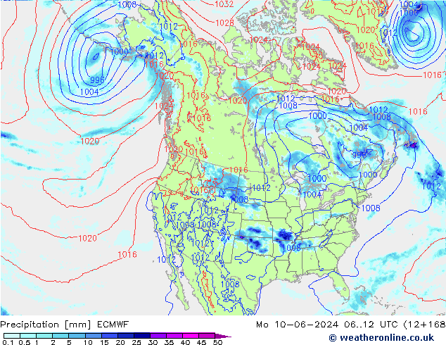 Srážky ECMWF Po 10.06.2024 12 UTC