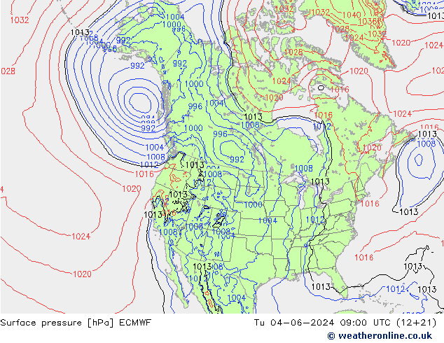 Atmosférický tlak ECMWF Út 04.06.2024 09 UTC