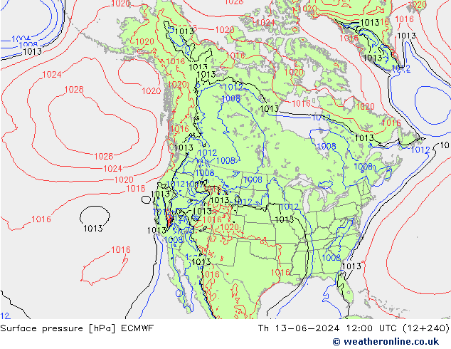 Luchtdruk (Grond) ECMWF do 13.06.2024 12 UTC