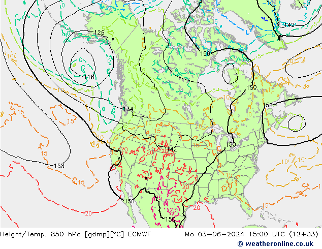 Height/Temp. 850 hPa ECMWF Mo 03.06.2024 15 UTC