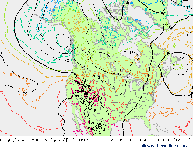 Z500/Rain (+SLP)/Z850 ECMWF We 05.06.2024 00 UTC