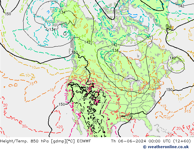 Z500/Rain (+SLP)/Z850 ECMWF Th 06.06.2024 00 UTC