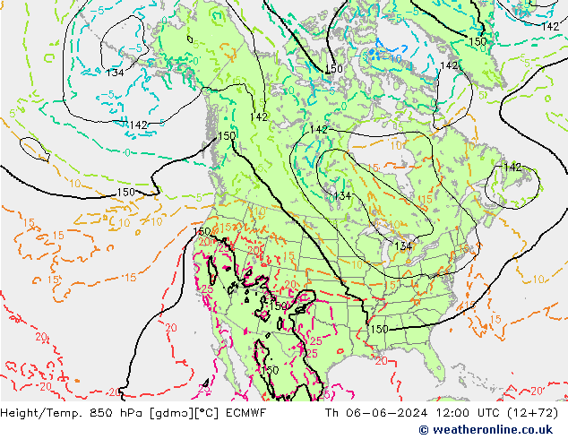 Z500/Rain (+SLP)/Z850 ECMWF Th 06.06.2024 12 UTC