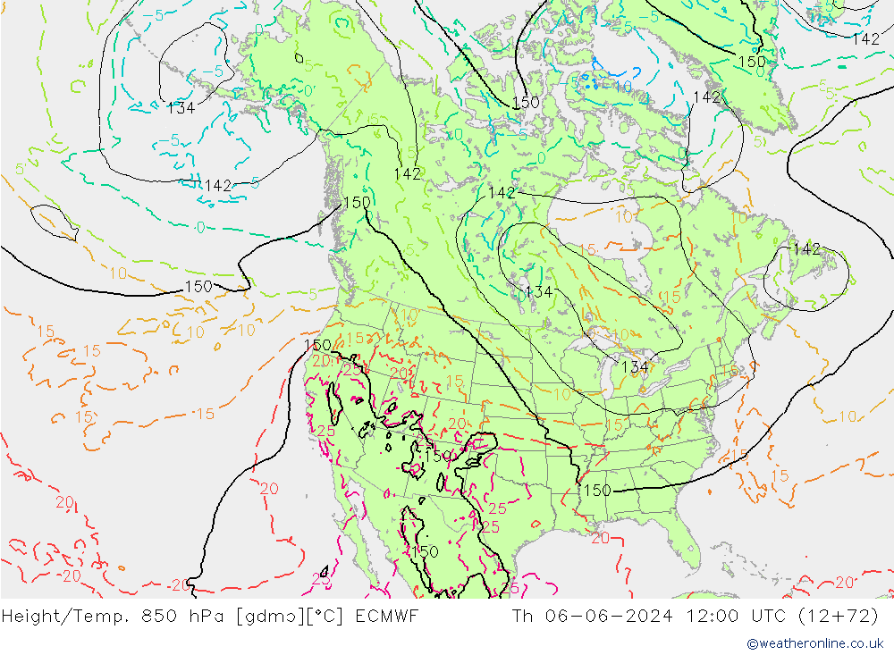 Z500/Yağmur (+YB)/Z850 ECMWF Per 06.06.2024 12 UTC