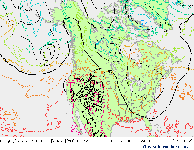 Z500/Rain (+SLP)/Z850 ECMWF Fr 07.06.2024 18 UTC