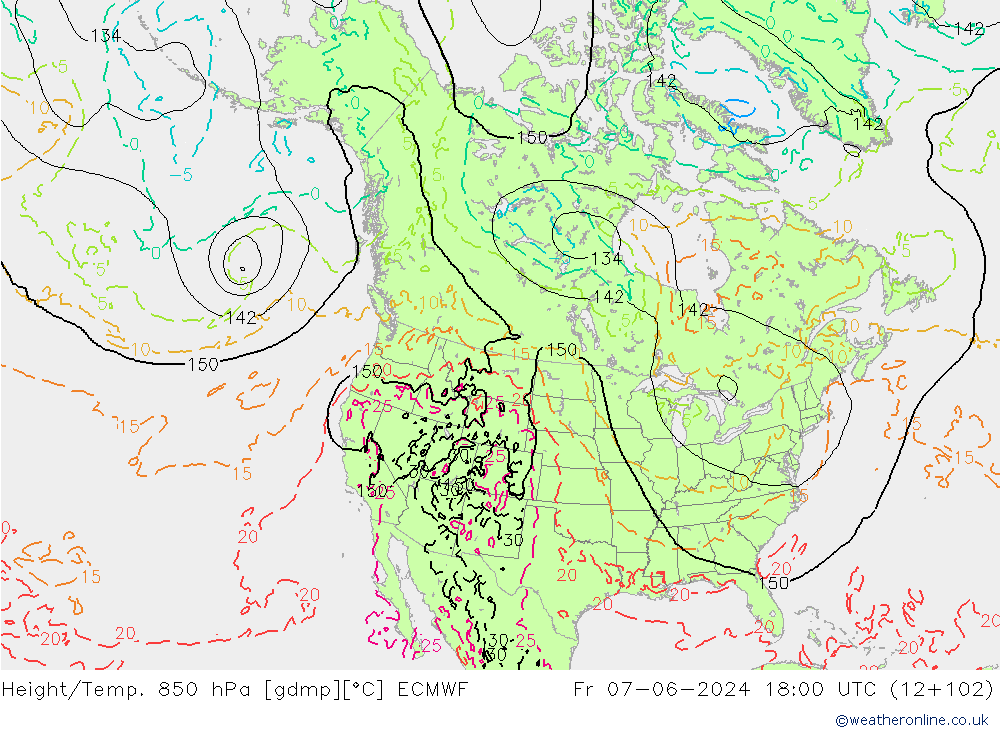 Z500/Rain (+SLP)/Z850 ECMWF Fr 07.06.2024 18 UTC