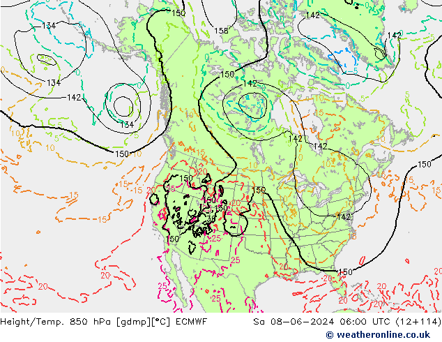 Yükseklik/Sıc. 850 hPa ECMWF Cts 08.06.2024 06 UTC