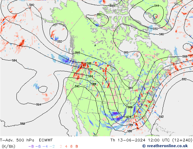 T-Adv. 500 hPa ECMWF Th 13.06.2024 12 UTC