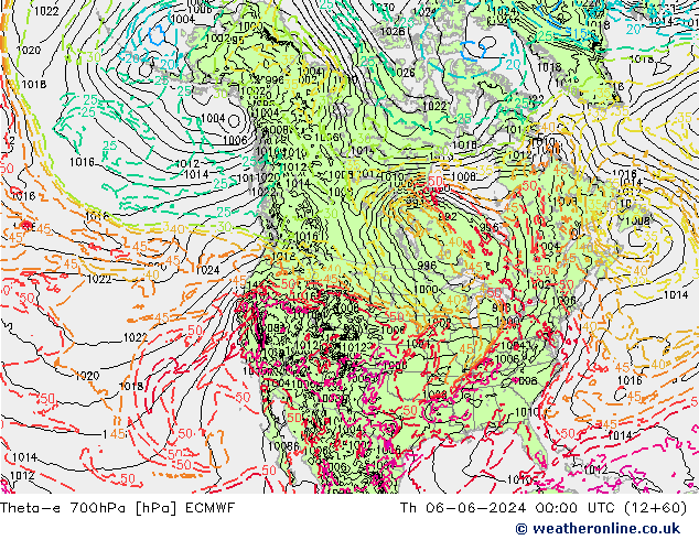 Theta-e 700hPa ECMWF Th 06.06.2024 00 UTC