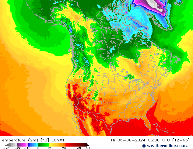 Temperature (2m) ECMWF Th 06.06.2024 06 UTC