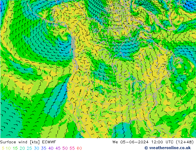 Rüzgar 10 m ECMWF Çar 05.06.2024 12 UTC