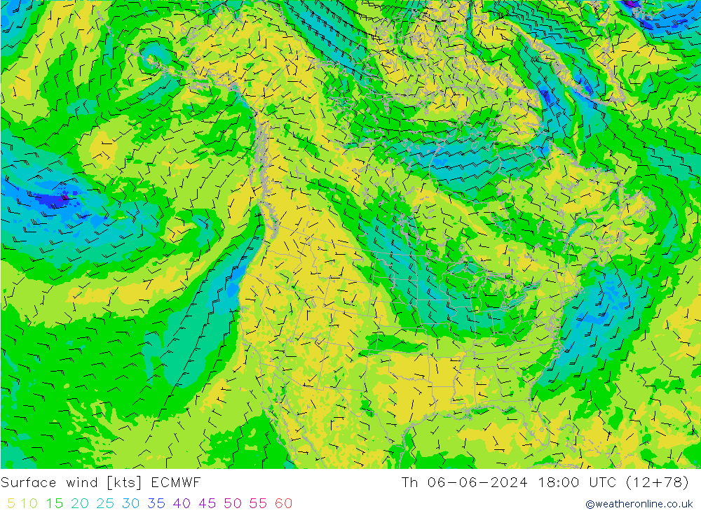 Surface wind ECMWF Th 06.06.2024 18 UTC