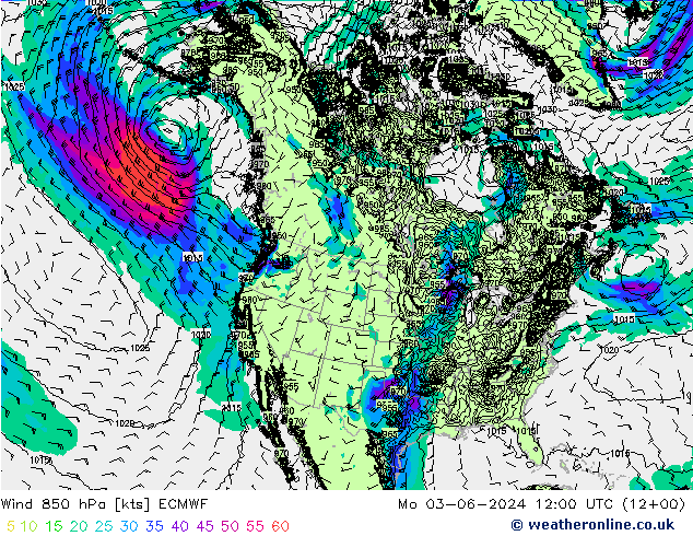 Wind 850 hPa ECMWF Mo 03.06.2024 12 UTC