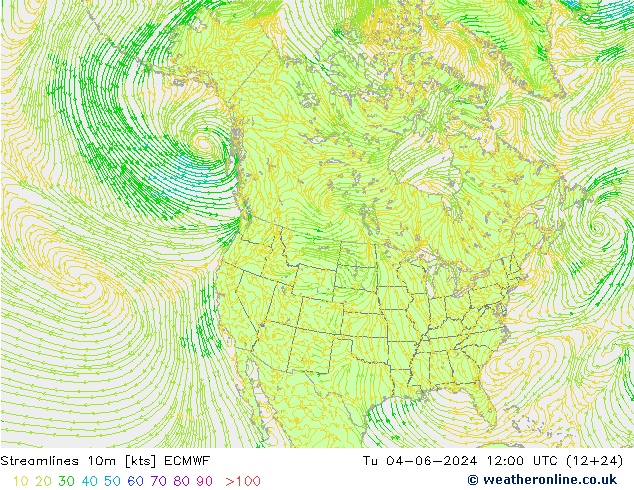 Linea di flusso 10m ECMWF mar 04.06.2024 12 UTC