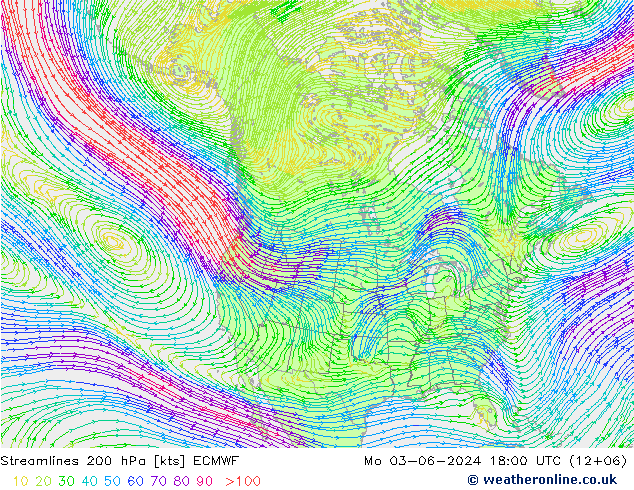 Streamlines 200 hPa ECMWF Mo 03.06.2024 18 UTC