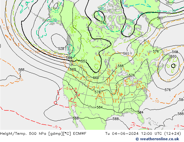 Z500/Rain (+SLP)/Z850 ECMWF Tu 04.06.2024 12 UTC