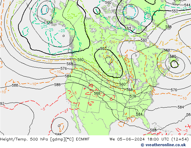 Height/Temp. 500 hPa ECMWF Mi 05.06.2024 18 UTC