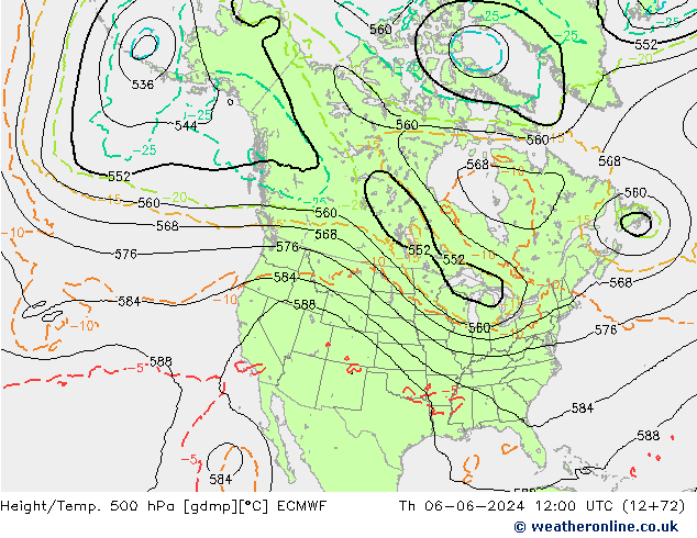 Z500/Rain (+SLP)/Z850 ECMWF Th 06.06.2024 12 UTC