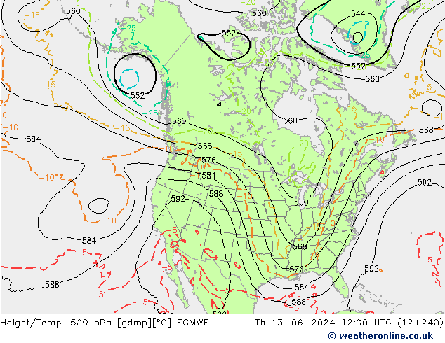 Geop./Temp. 500 hPa ECMWF jue 13.06.2024 12 UTC