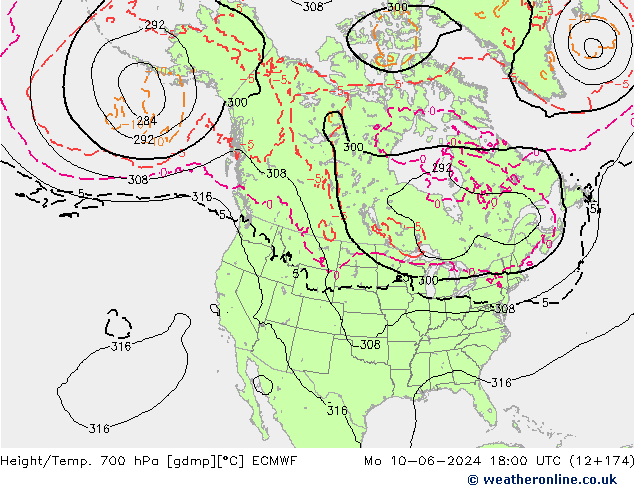 Height/Temp. 700 hPa ECMWF  10.06.2024 18 UTC