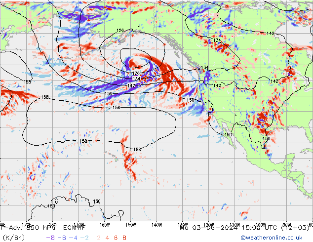 T-Adv. 850 hPa ECMWF lun 03.06.2024 15 UTC