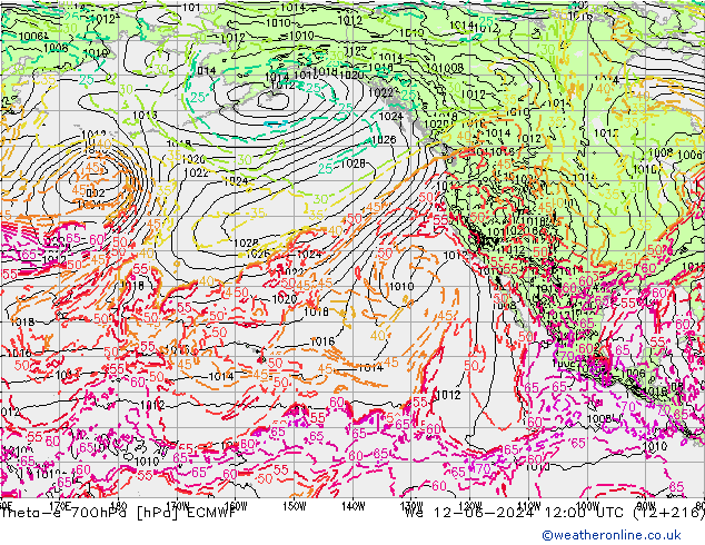 Theta-e 700hPa ECMWF Mi 12.06.2024 12 UTC