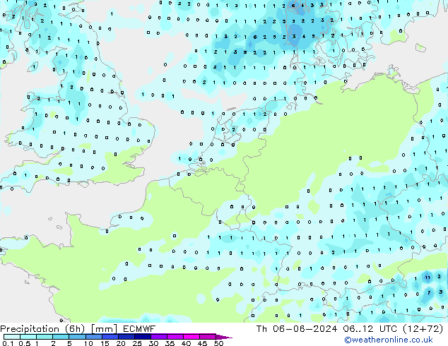 Z500/Rain (+SLP)/Z850 ECMWF Do 06.06.2024 12 UTC