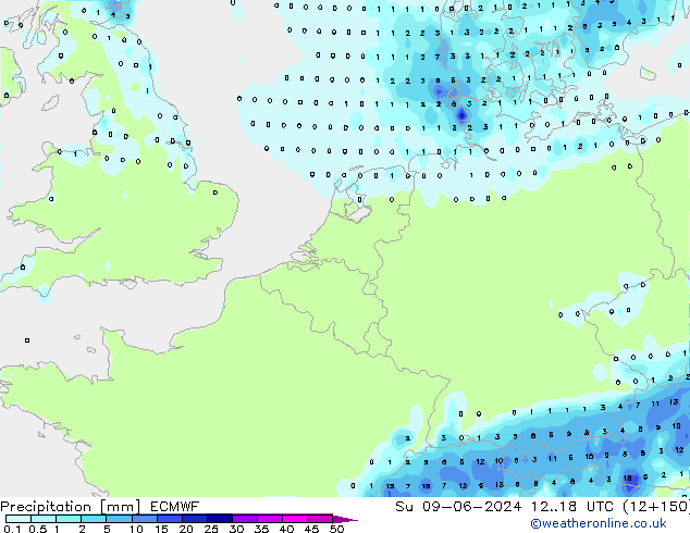 Precipitazione ECMWF dom 09.06.2024 18 UTC