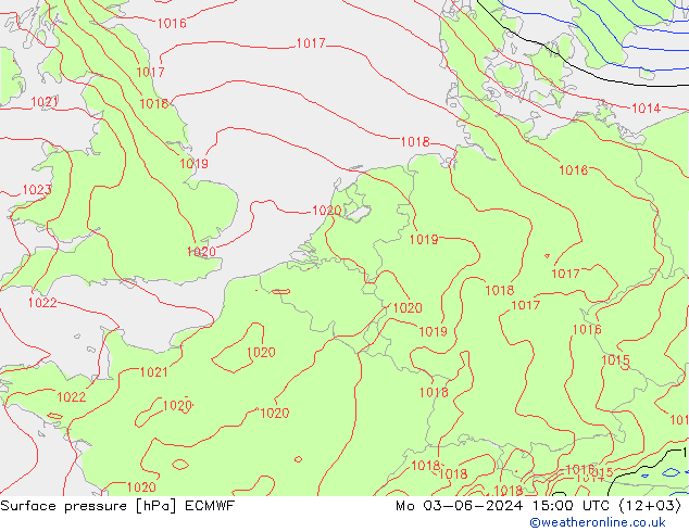 Surface pressure ECMWF Mo 03.06.2024 15 UTC