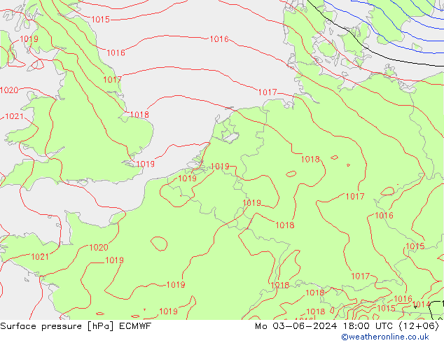 Surface pressure ECMWF Mo 03.06.2024 18 UTC