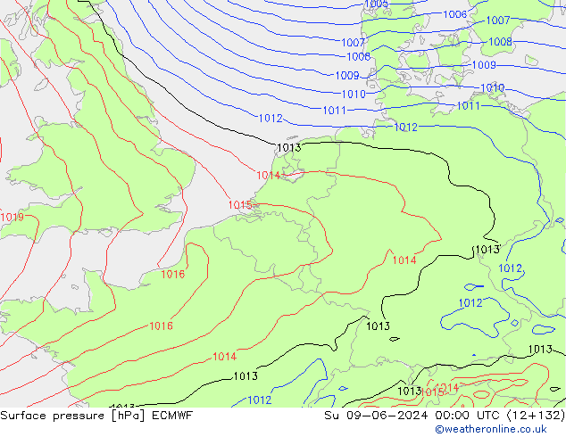 Yer basıncı ECMWF Paz 09.06.2024 00 UTC