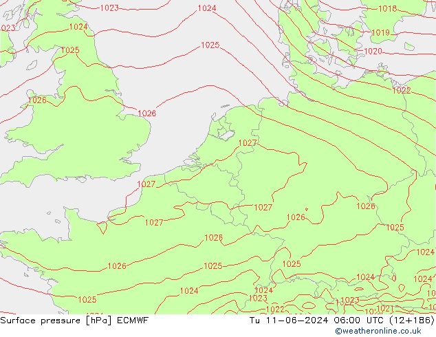 Pressione al suolo ECMWF mar 11.06.2024 06 UTC