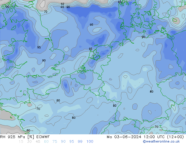 RH 925 hPa ECMWF Po 03.06.2024 12 UTC