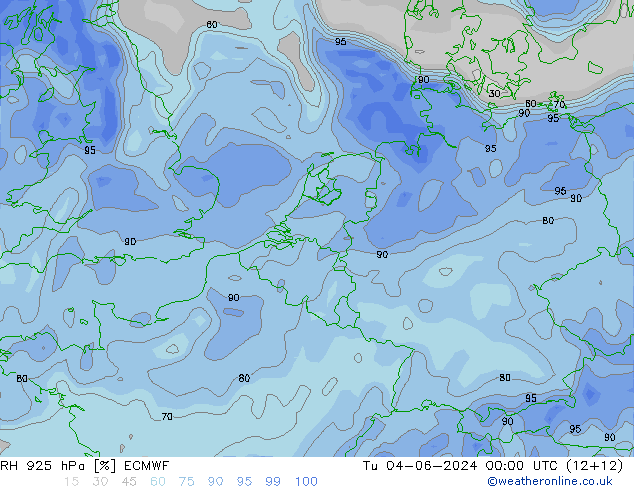 RH 925 hPa ECMWF Di 04.06.2024 00 UTC