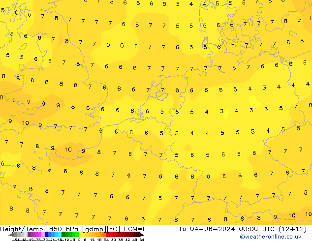 Z500/Regen(+SLP)/Z850 ECMWF di 04.06.2024 00 UTC