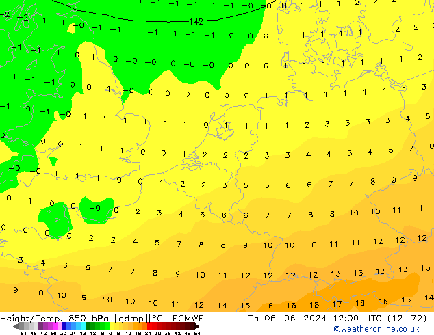 Z500/Rain (+SLP)/Z850 ECMWF jeu 06.06.2024 12 UTC