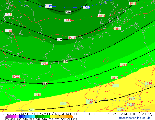 500-1000 hPa Kalınlığı ECMWF Per 06.06.2024 12 UTC