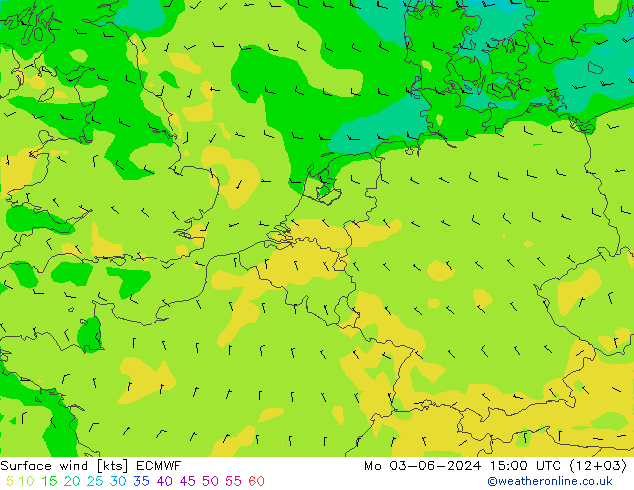 Bodenwind ECMWF Mo 03.06.2024 15 UTC