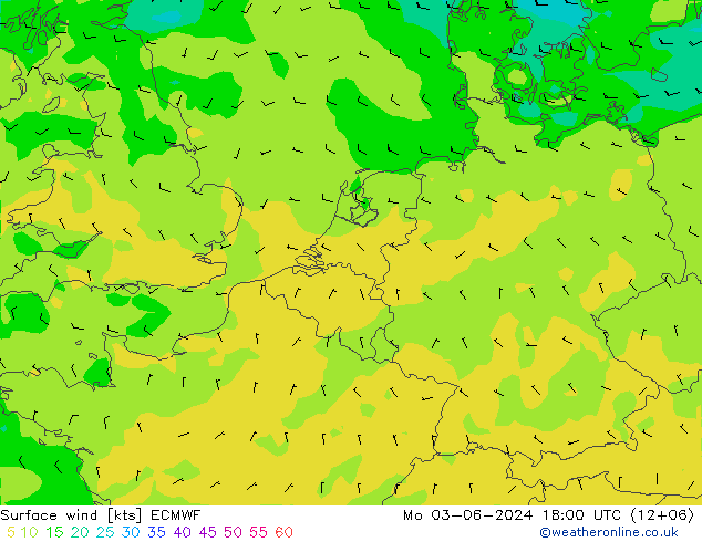 Rüzgar 10 m ECMWF Pzt 03.06.2024 18 UTC