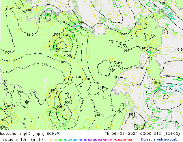 Isotachs (mph) ECMWF gio 06.06.2024 00 UTC