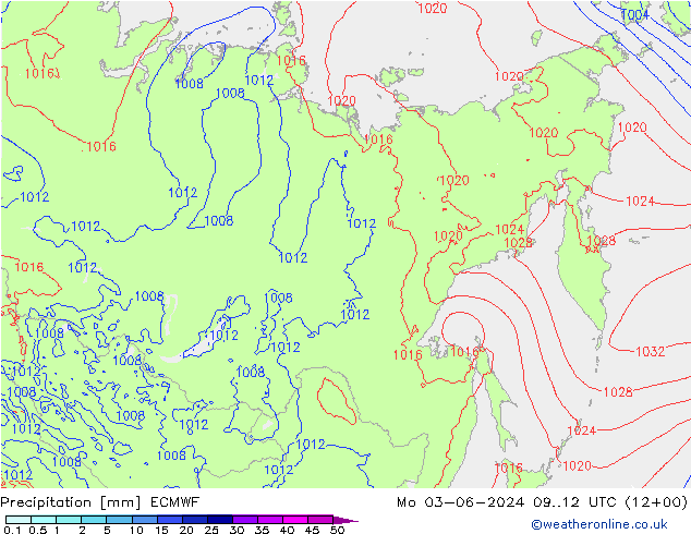 Precipitation ECMWF Mo 03.06.2024 12 UTC